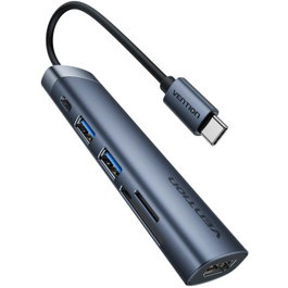 Vention Docking USB Tipo-C con 1x HDMI 4K, 2x USB, 1x USB Tipo-C PD Gris